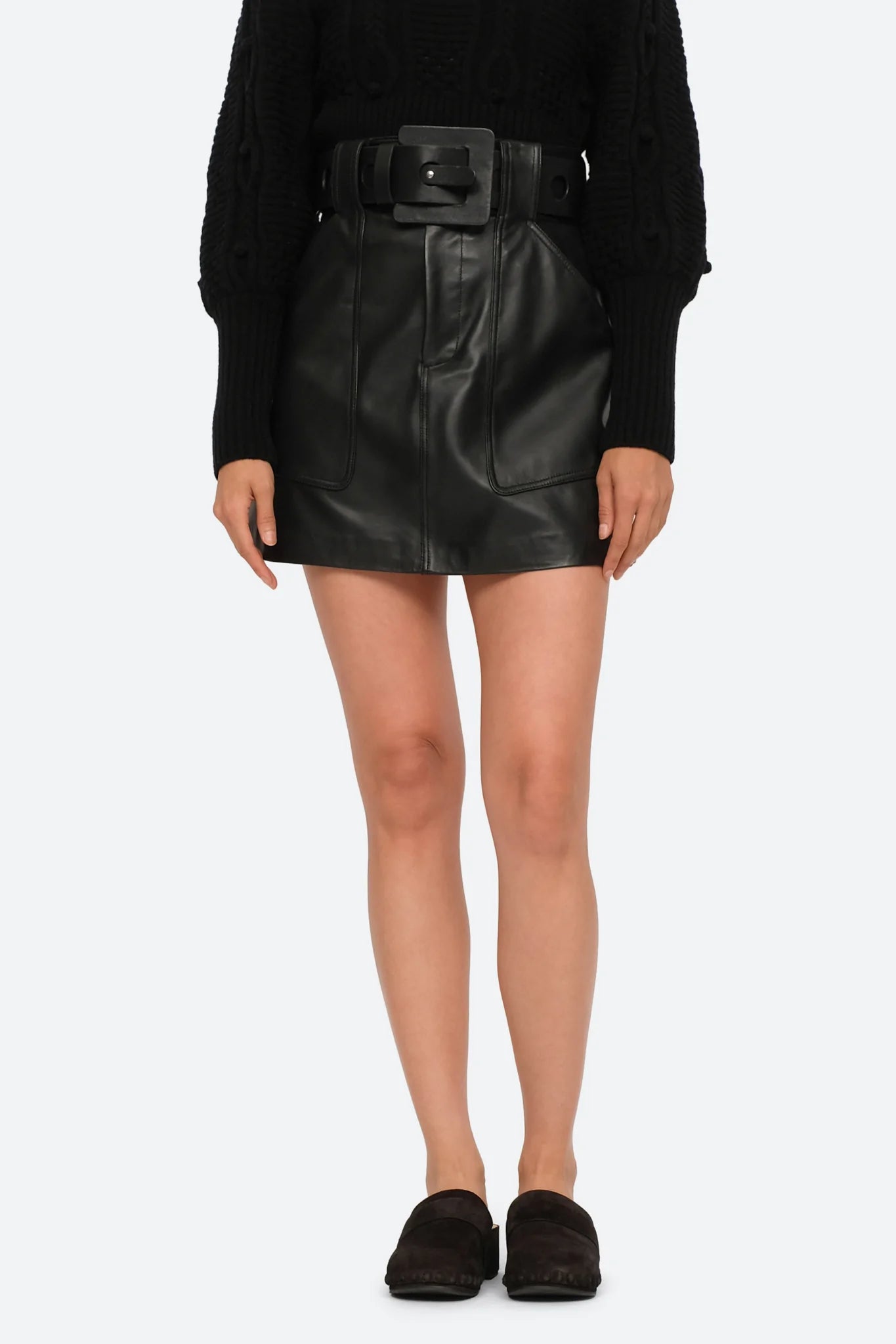 SEA Ayden Leather Mini Skirt