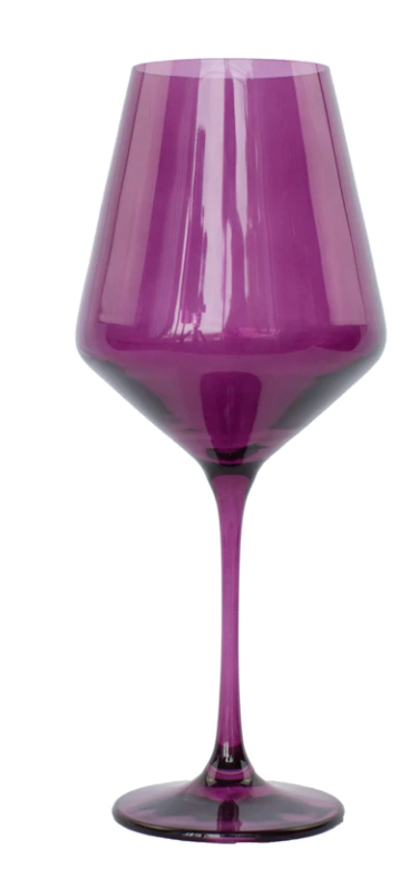 Estelle Colored Glass Amethyst Wine Stemware Set of 2