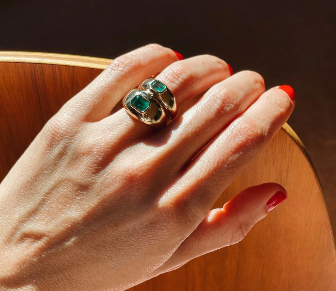 Emerald Double Balloon Ring